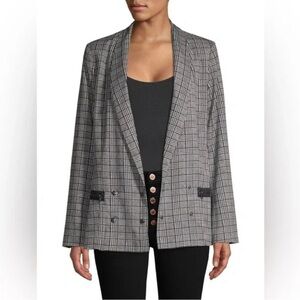 PAIGE Karissa Houndstooth Check Blazer Black/White Size Small